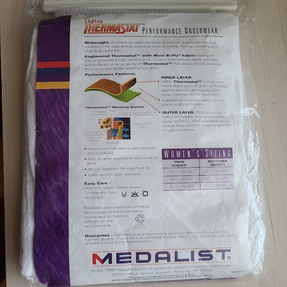 NEW Women's Wool Blend Thermal Long Johns Bottoms L Made USA Medalist Tek Series - Picture 3 of 4